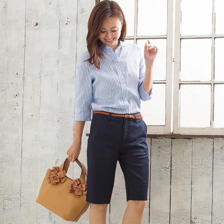 ボーリング レディース ハーフパンツ ノータックハーフパンツ レディース スポーツ ネイビー ホワイト 白 夏 コーデ 40代 50代 接触冷感 5分丈 04 ファッション通販アミアン ハウス 通販 Yahoo ショッピング