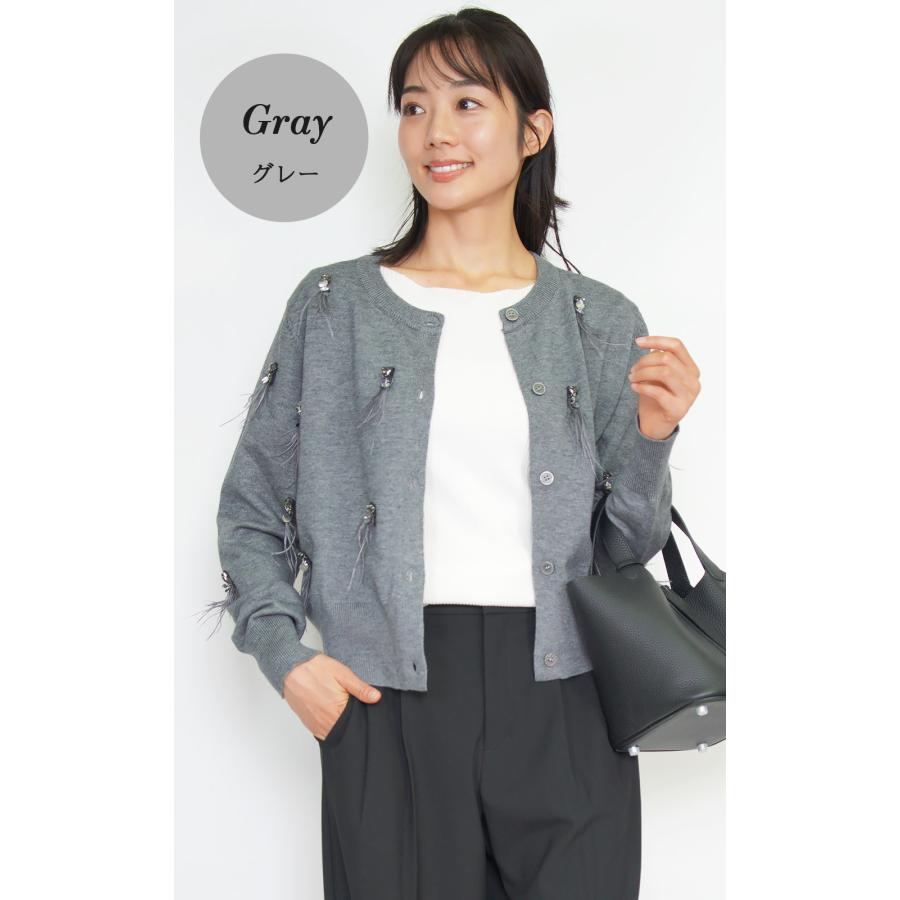 I452 美品 XL レリアンプラスハウス カーディガン グレー レディース カーディガン【プラス企画】 | Leilian plus house (Women