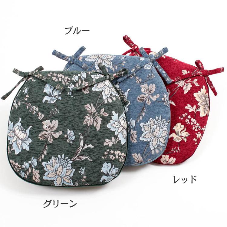 紐付シートクッション 約43×45cm シェニール織 ダイニングチェア