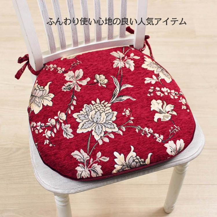 紐付シートクッション 約43×45cm シェニール織 ダイニングチェア 紐付シートクッション 約43×45cm シェニール織 ダイニングチェア