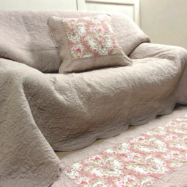 マルチカバー 約200×250cm コットンキルト ペイズリー調 花柄 