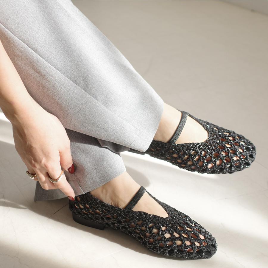 パンプス ローヒール メッシュ フラットシューズ レディース 春夏 脱げ