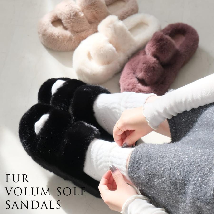 サンダル レディース ふわふわ ファーサンダル 厚底 歩きやすい 履き
