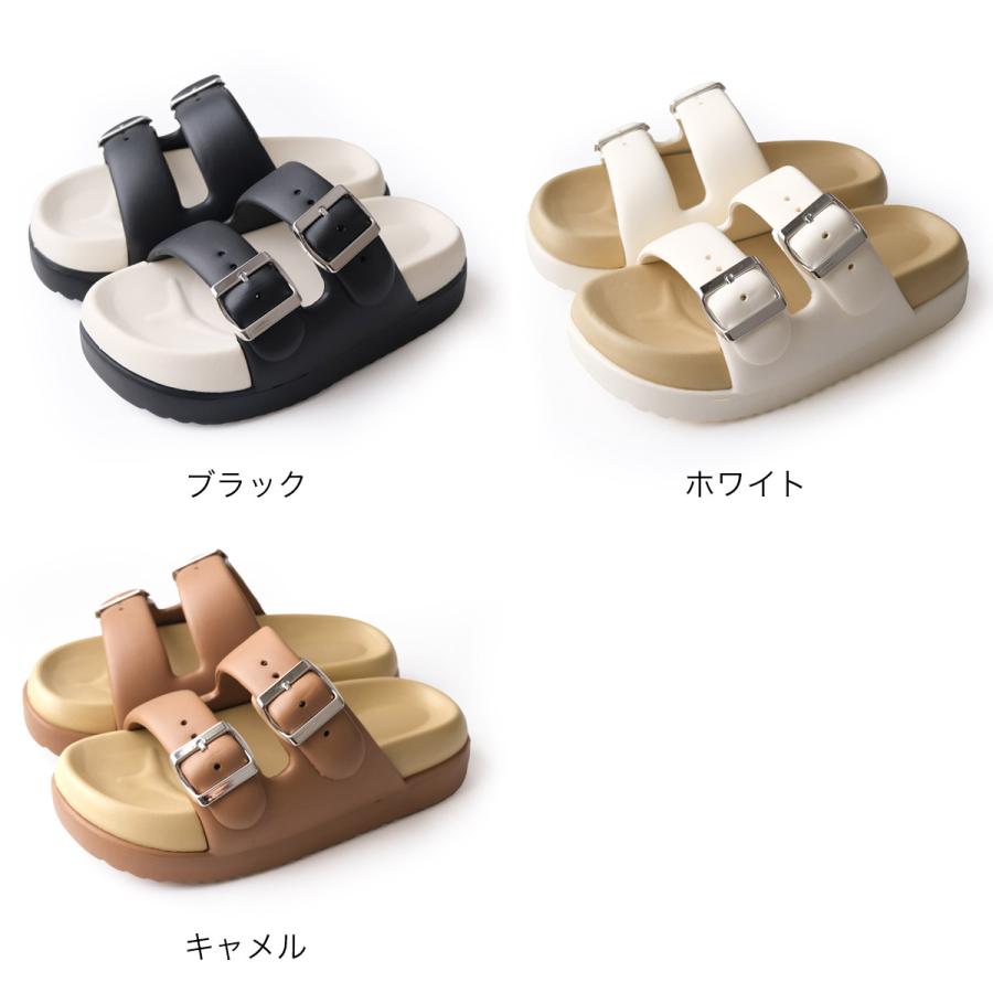 サンダル レディース ダブルベルト EVAサンダル 軽量 リカバリー
