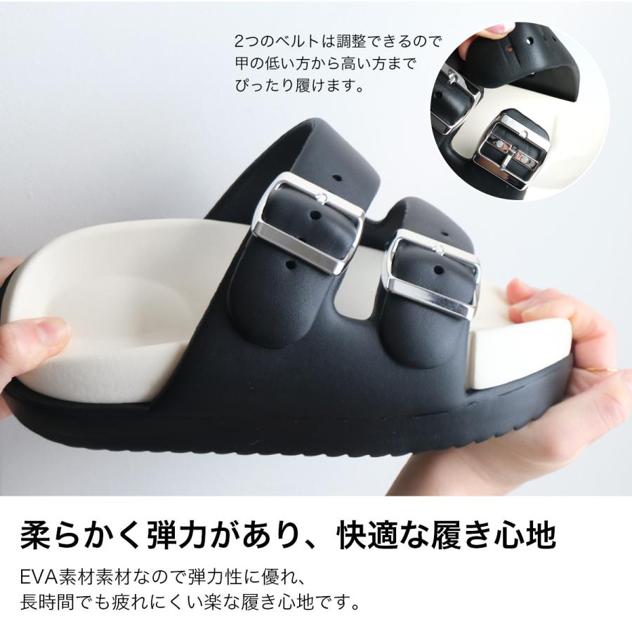 サンダル レディース ダブルベルト EVAサンダル 軽量 リカバリー