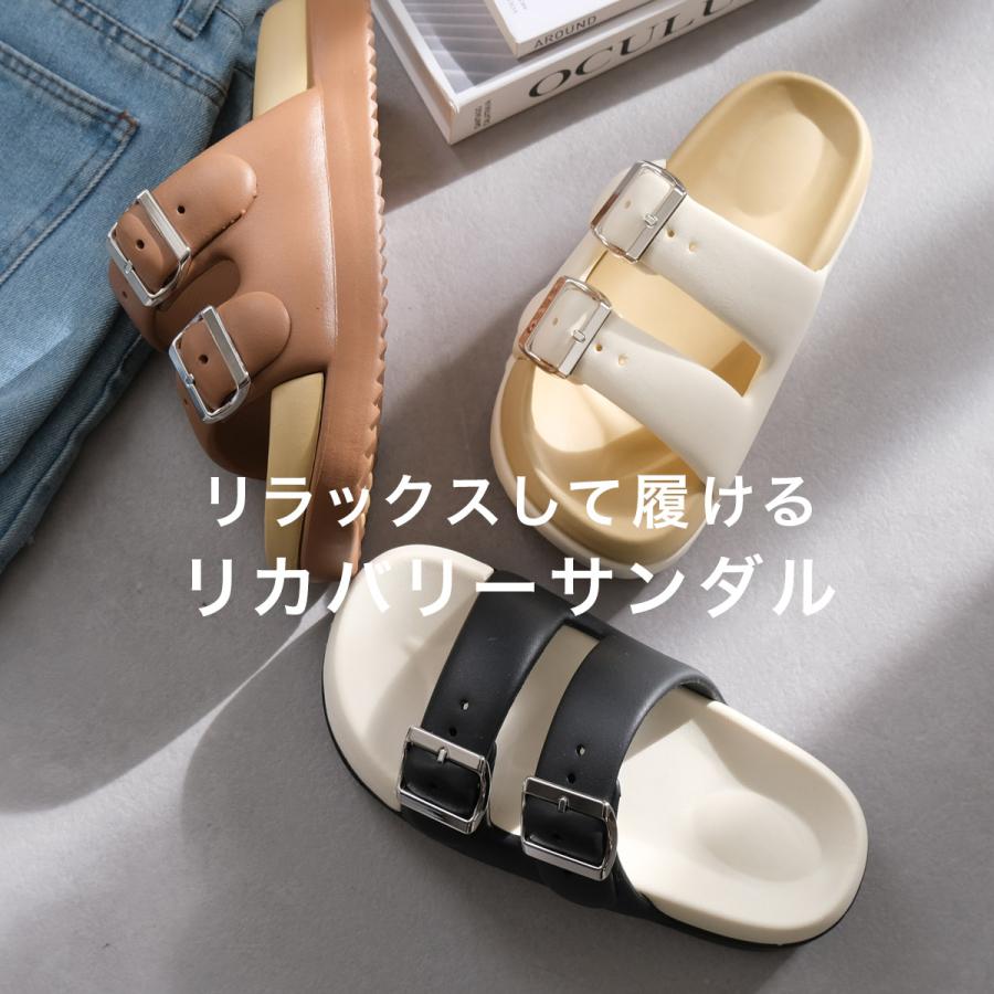 サンダル レディース ダブルベルト EVAサンダル 軽量 リカバリー