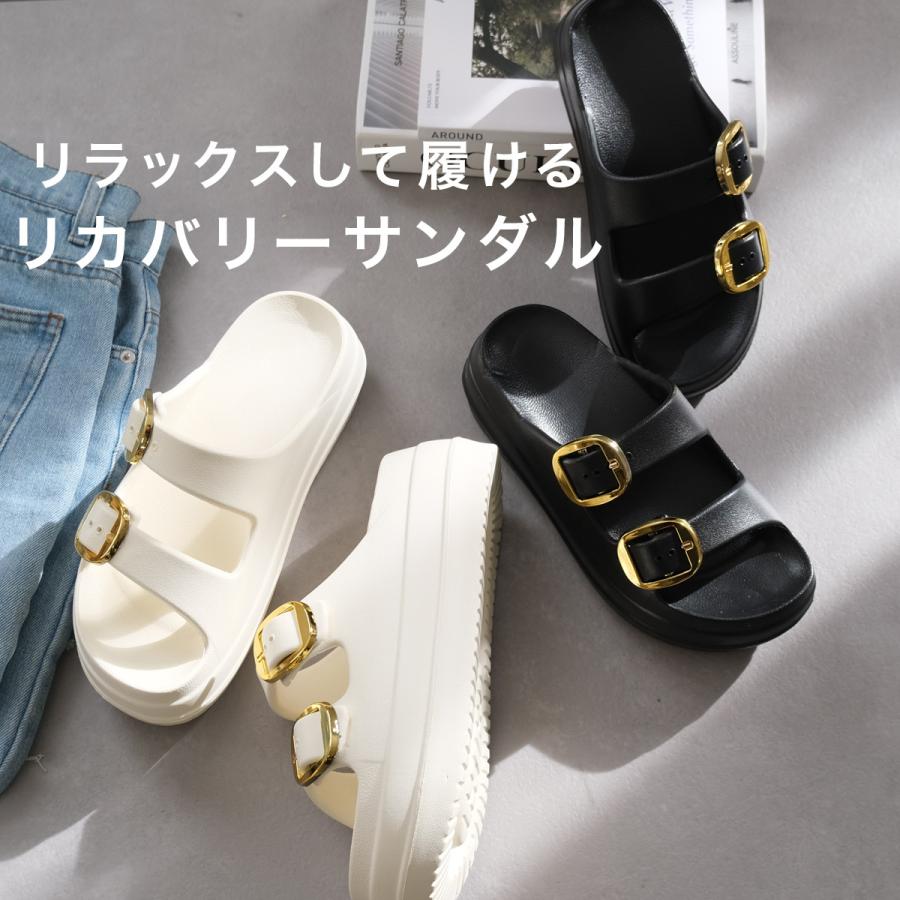 サンダル レディース ダブルベルト EVAサンダル 軽量 リカバリー