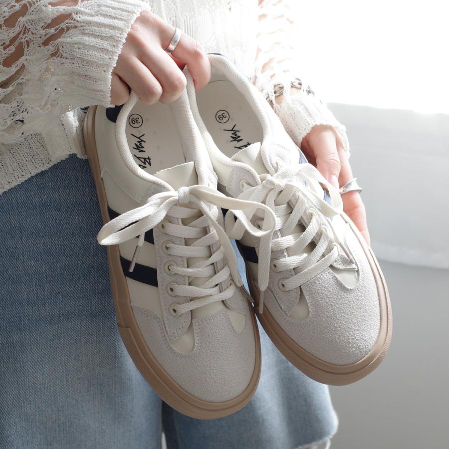 AmiAmi 厚底サイドラインスニーカー レディース 秋冬春夏 レースアップ