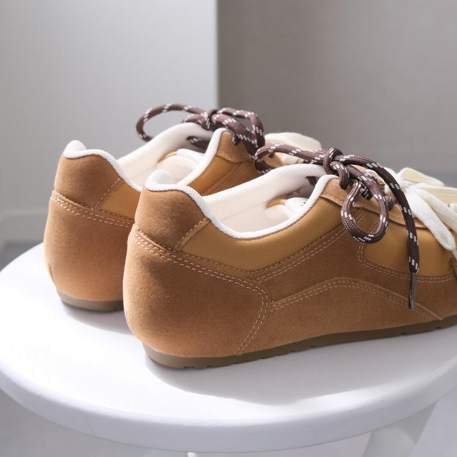 ローカットスニーカー 2種類靴紐 ブラウン レディース 歩きやすい 疲れ