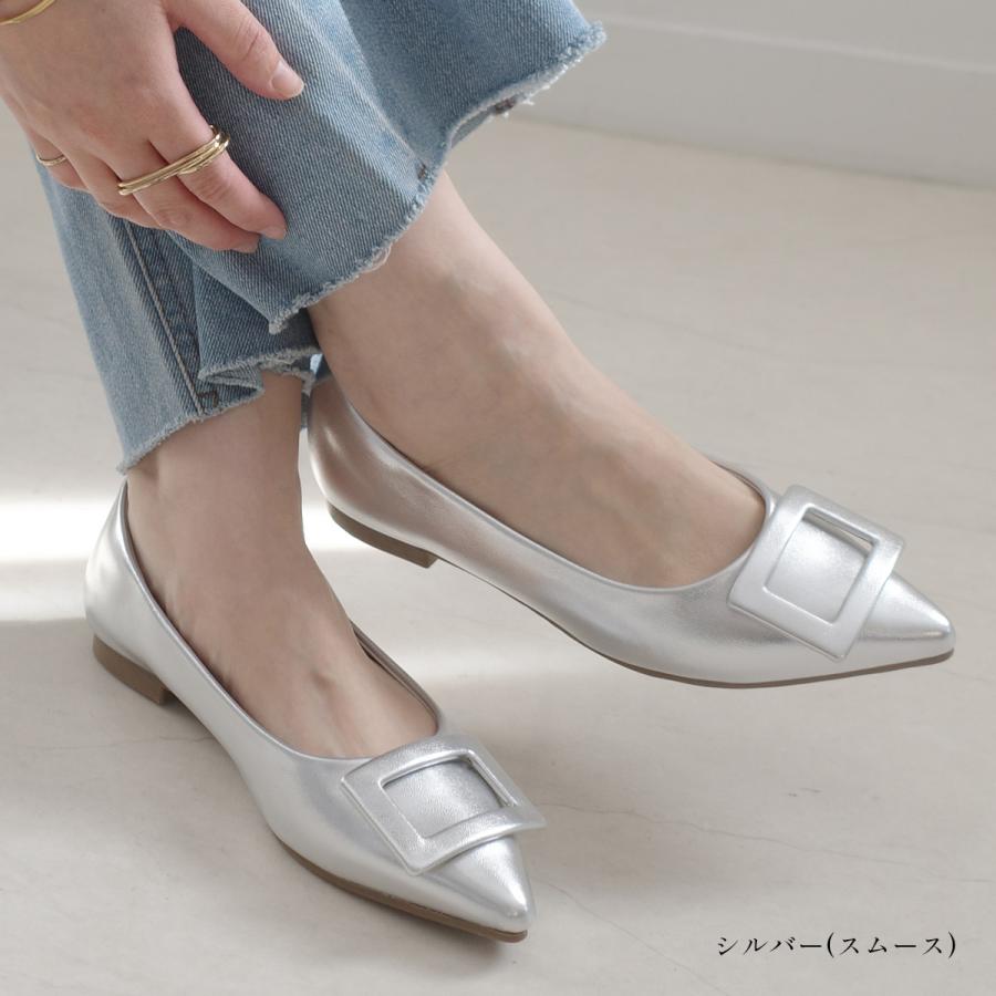 バックルモチーフ フラットパンプス フラットシューズ レディース 歩きやすい 疲れない amiamiアミアミSlV | AmiAmi | 29