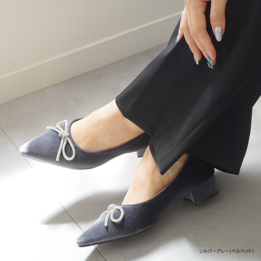 パンプス バレエパンプス レディース ラインストーンリボン ポインテッドトゥ痛くない 3.5センチヒールかかとクッション amiamiアミアミ | AmiAmi | 20