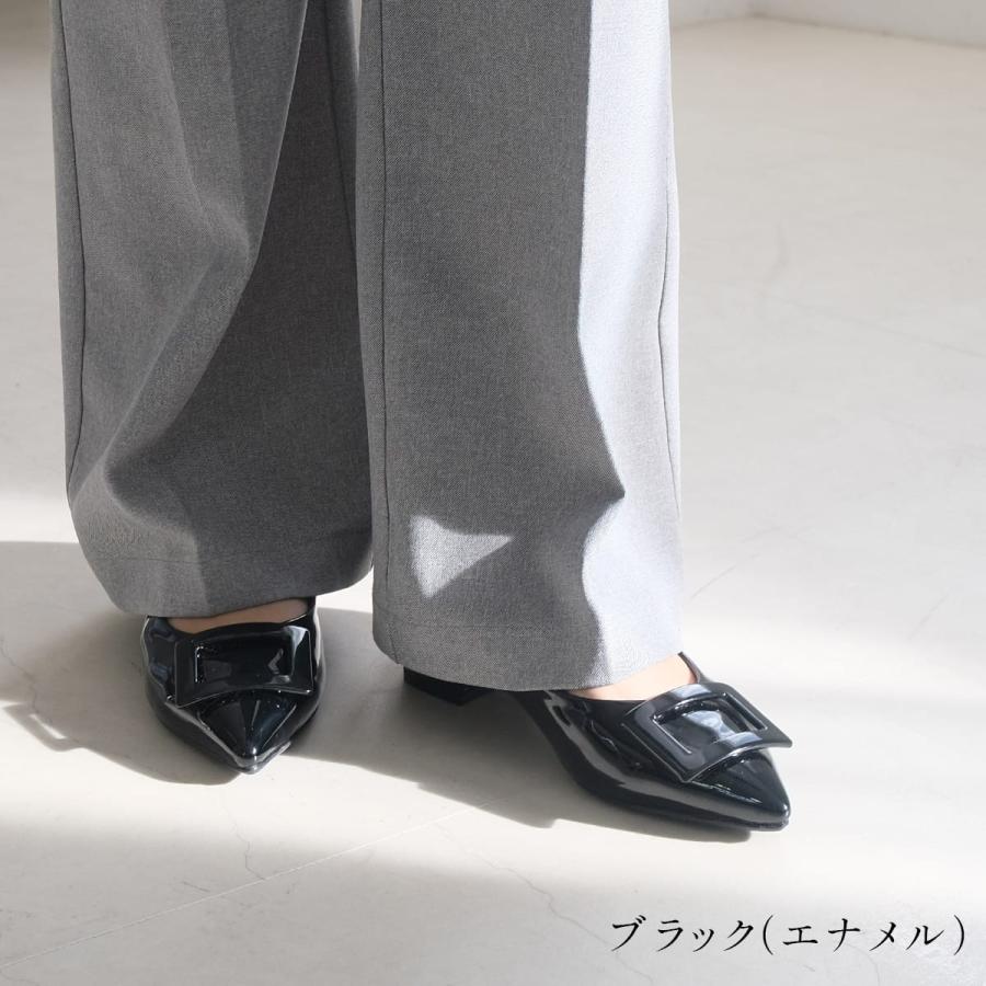 晴雨兼用 生活防水 ポインテッドトゥ バックルモチーフ ローヒールパンプス レディース アミアミamiami | AmiAmi | 16