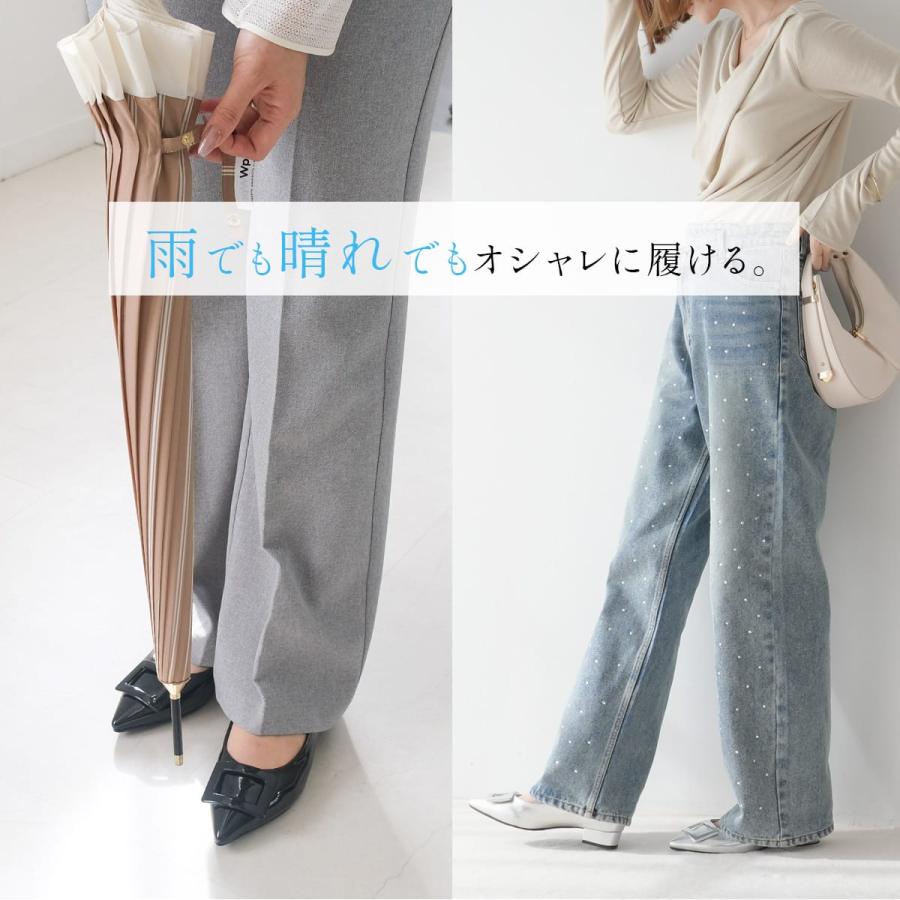 晴雨兼用 生活防水 ポインテッドトゥ バックルモチーフ ローヒールパンプス レディース アミアミamiami | AmiAmi | 18