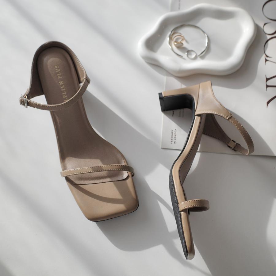 AmiAmi サンダル レディース セットバックヒール スクエアトゥ