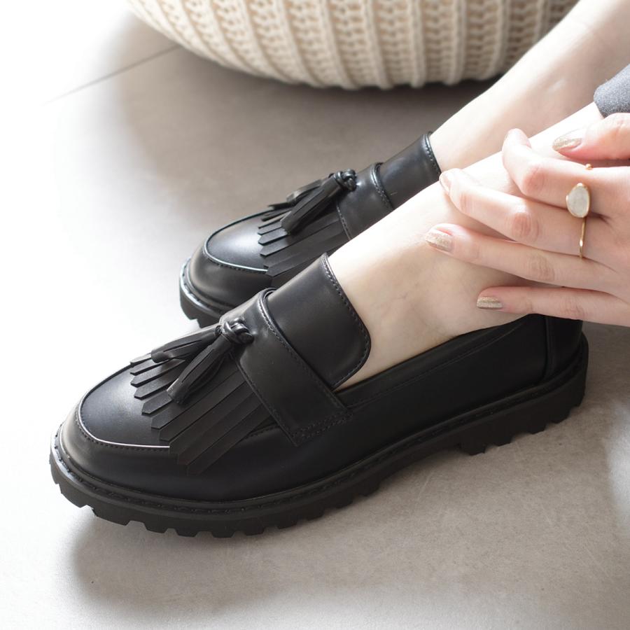 AmiAmi（アミアミ） ローファー 厚底キルトタッセル3センチヒール 厚底