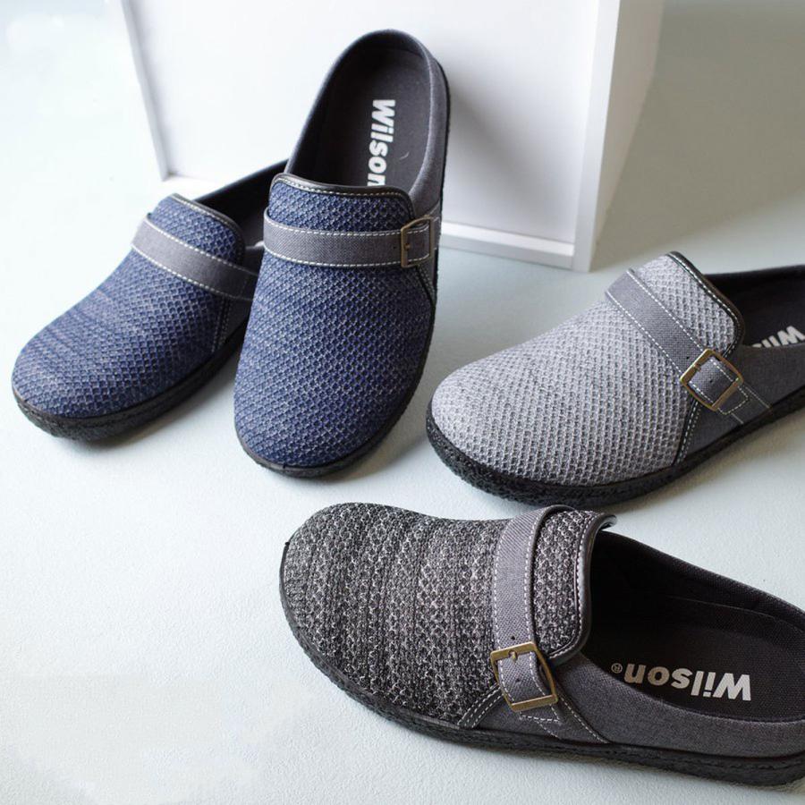 人気商品 ウイルソン サボサンダル スリッポン メンズ 黒 ブラック ネイビー グレー ベルト 履きやすい