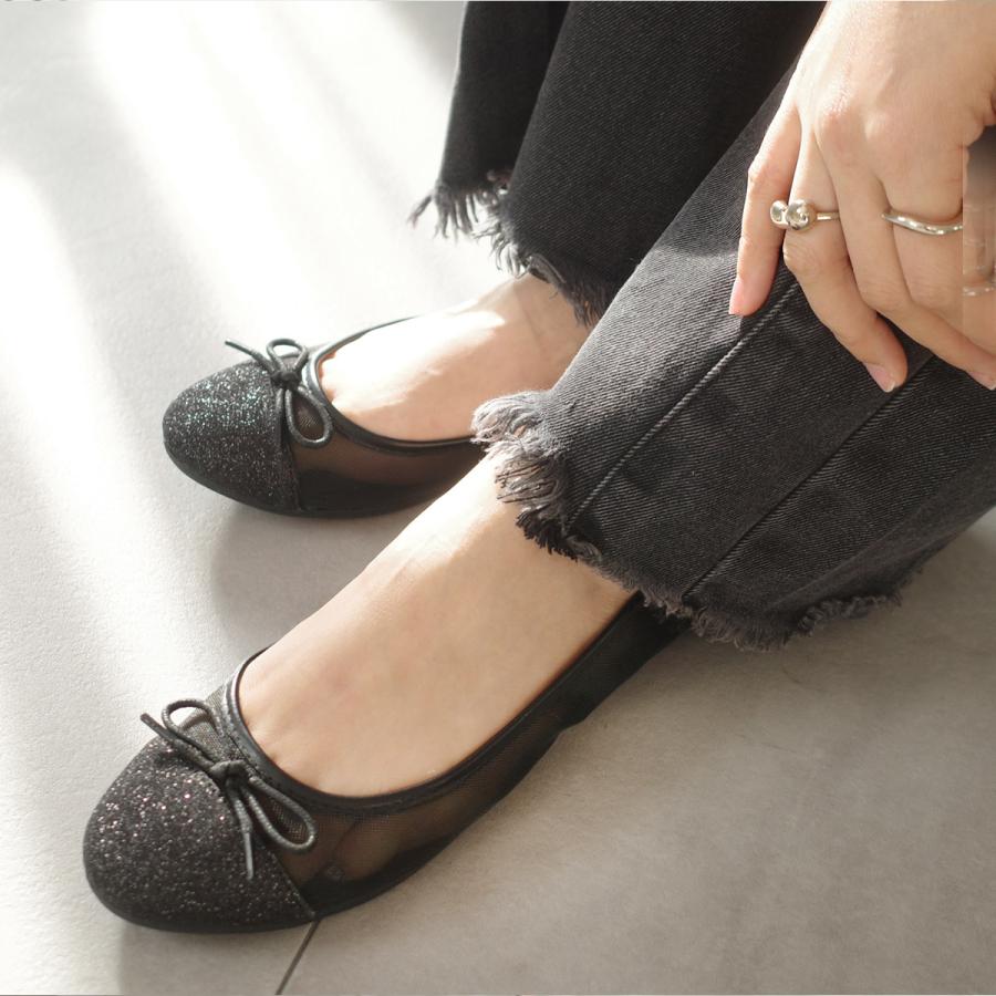 バレエシューズ レディース パンプス 黒 フラットシューズ ラウンドトゥ ローヒール 痛くない 低反発 リボン SlV amiamiアミアミ fx2001ss　ki5 | AmiAmi | 26