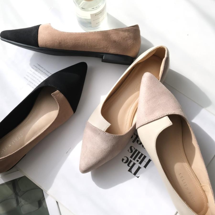 パンプス バイカラー ポインテッドトゥ ヒールなし ぺたんこ パンプス レディース アミアミamiami SlV | AmiAmi | 32