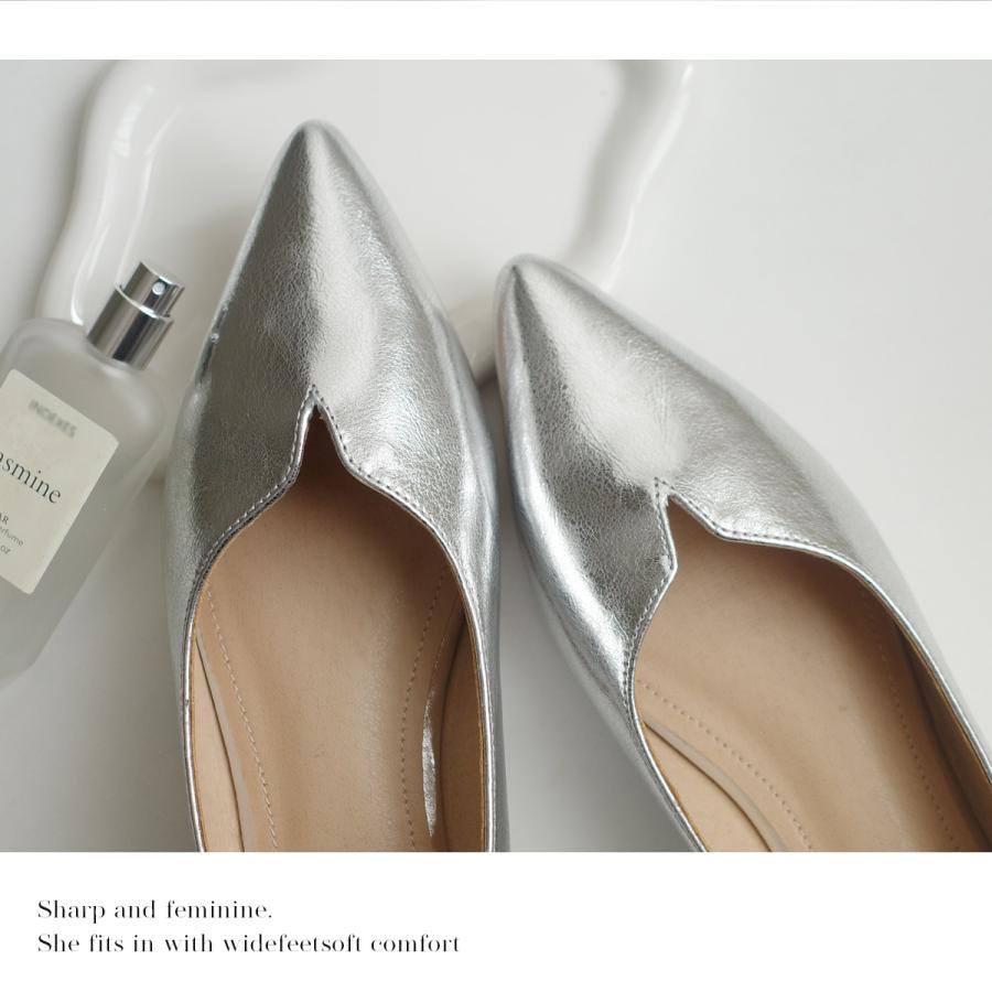 AmiAmi パンプス レディース Vカット ポインテッドトゥ ぺたんこ