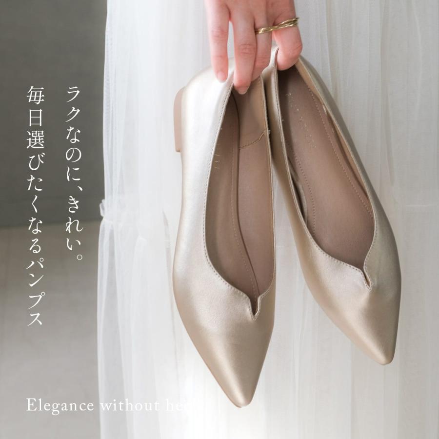 パンプス レディース  Vカット ポインテッドトゥ ぺたんこ　ヒールなし フラット　アミアミ amiami SlV | AmiAmi | 23