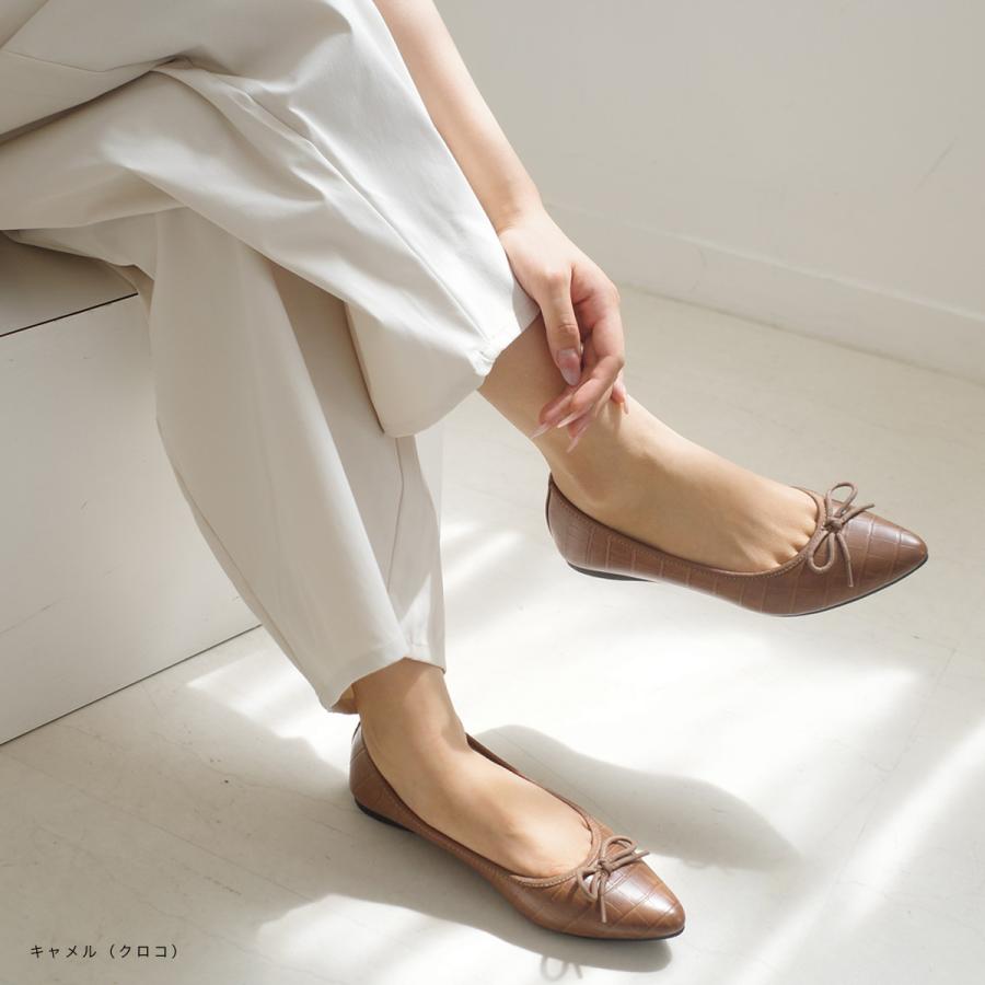 バレエシューズ パンプス レディース 黒 リボン 痛くない ローヒール フラット ポインテッド 21.5cm 25cm スエード パイソン amiamiアミアミFX2015　ki5 | AmiAmi | 36