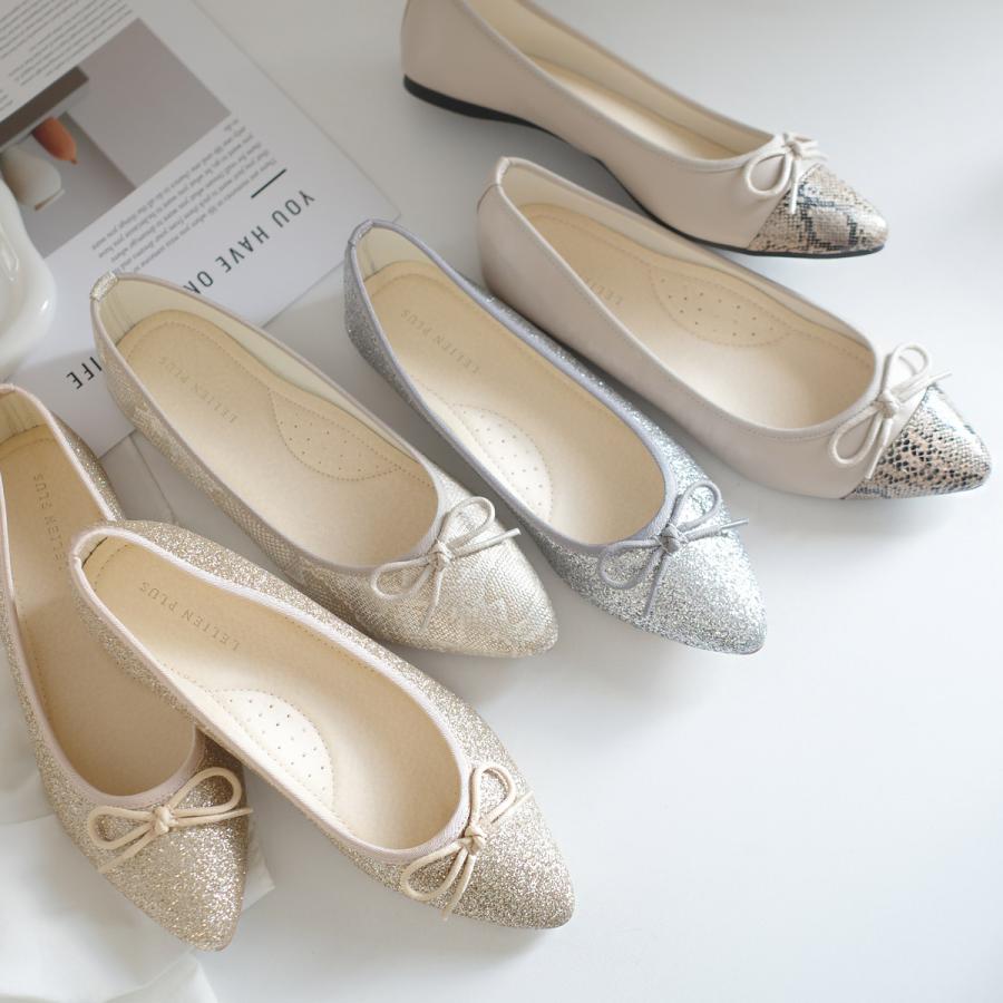 バレエシューズ パンプス ポインテッドトゥ フラットシューズ レディース ローヒール ヒールなし低反発 リボン　amiamiアミアミ ki5 | AmiAmi | 36