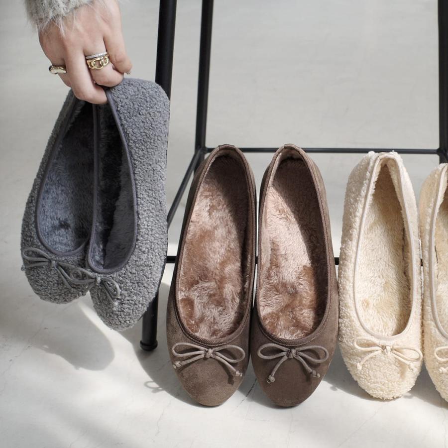 バレエシューズ ボア バレエパンプス ファー フラットシューズ レディース 秋冬 ぺたんこ ローヒール あったか リボンモチーフ amiamiアミアミ | AmiAmi | 16