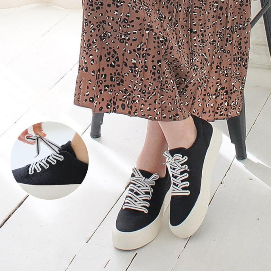 返品交換不可 F厚底 スニーカー レディース 黒 白 レースアップ ローカット ゴム紐 Edgestar エッジスターasa アミアミpaypayモール店 通販 Paypayモール