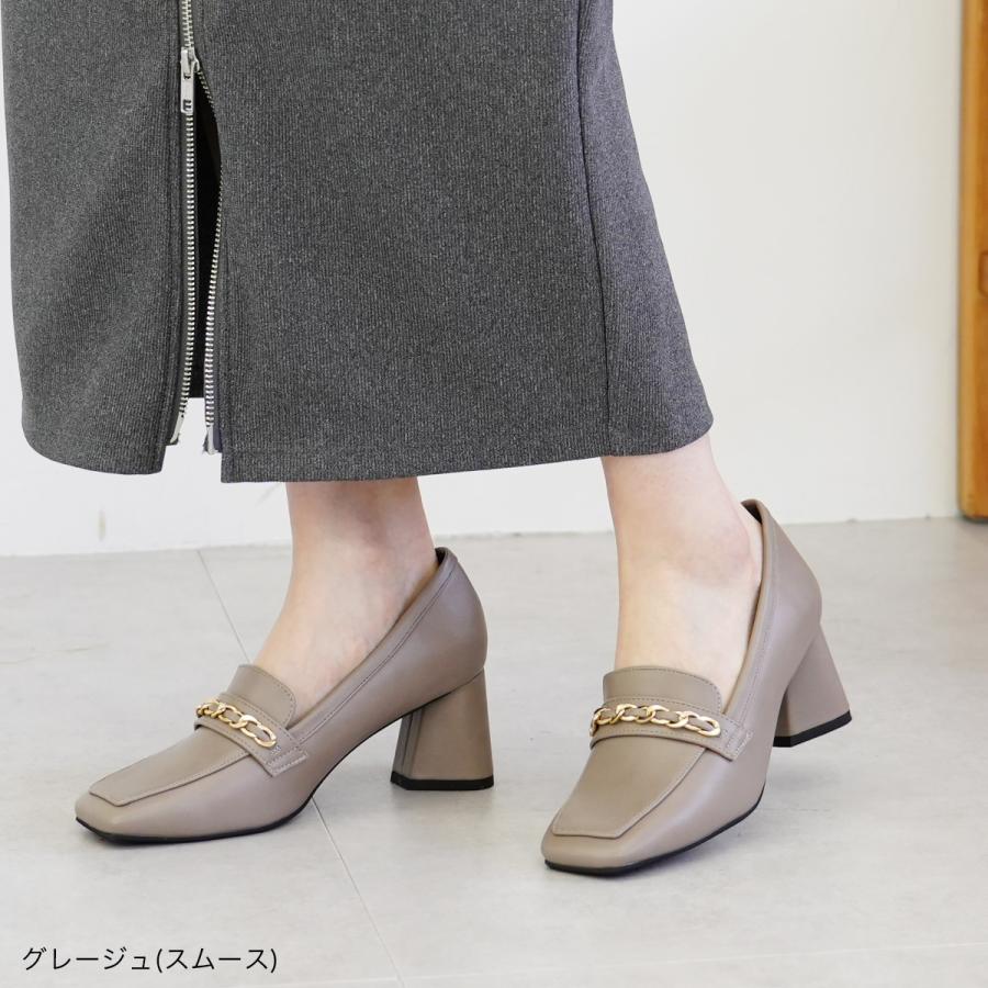 AmiAmi（アミアミ） デザインヒール ローファーパンプス レディース