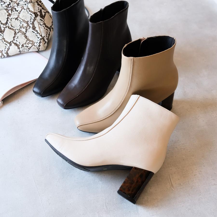 スクエアトゥ べっ甲ヒール ショートブーツ レディース 秋冬 痛くない 歩きやすい アミアミ | AmiAmi | 14