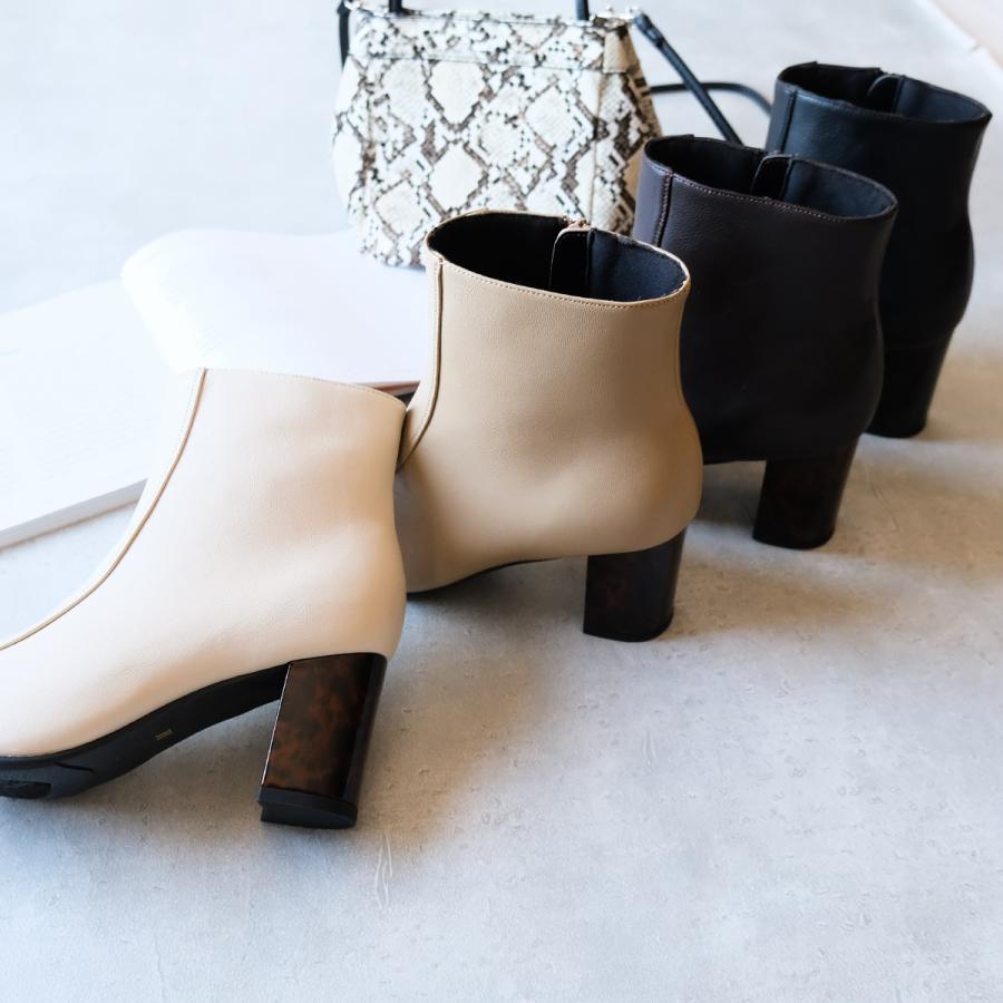 スクエアトゥ べっ甲ヒール ショートブーツ レディース 秋冬 痛くない 歩きやすい アミアミ | AmiAmi | 16