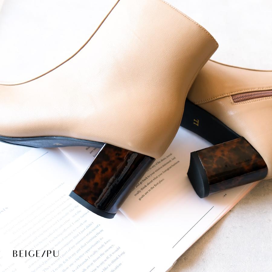 スクエアトゥ べっ甲ヒール ショートブーツ レディース 秋冬 痛くない 歩きやすい アミアミ | AmiAmi | 20