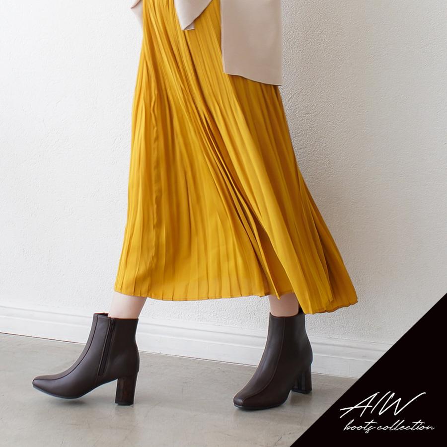 スクエアトゥ べっ甲ヒール ショートブーツ レディース 秋冬 痛くない 歩きやすい アミアミ | AmiAmi | 06