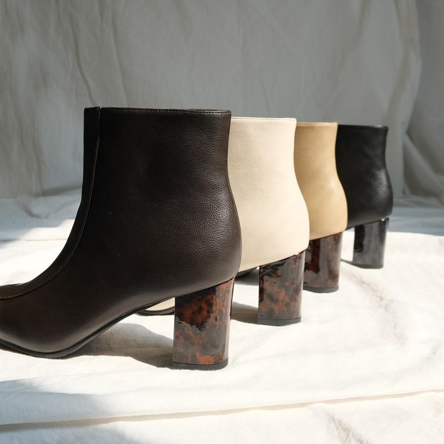 スクエアトゥ べっ甲ヒール ショートブーツ レディース 秋冬 痛くない 歩きやすい アミアミ | AmiAmi | 08