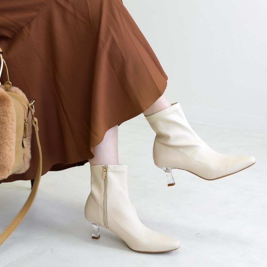 AmiAmi（アミアミ） ショートブーツ レディース クリアヒール ブーツ