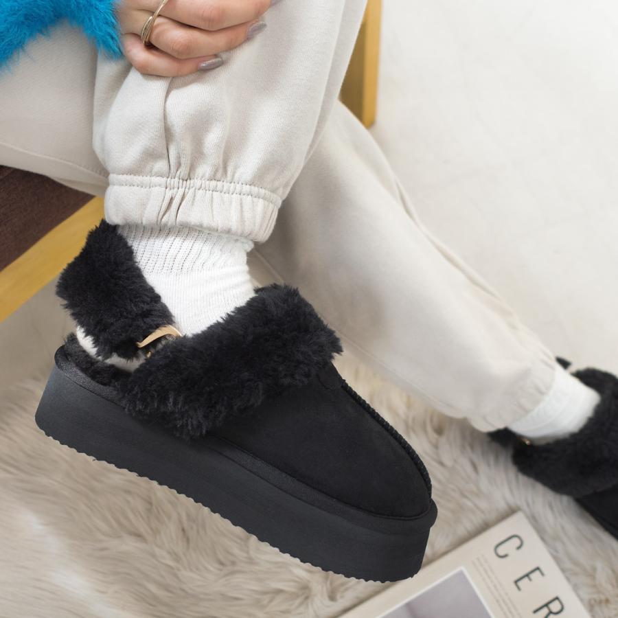 AmiAmi（アミアミ） サボ サンダル ファー ボア 厚底 ムートン