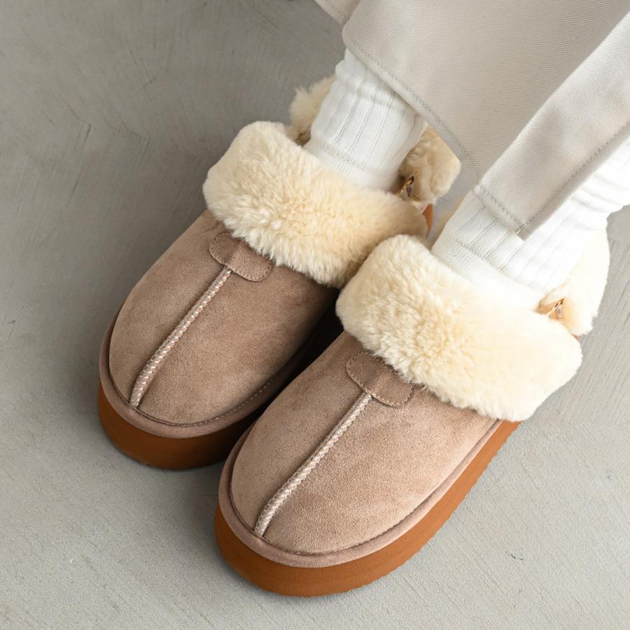 AmiAmi（アミアミ） サボ サンダル ファー ボア 厚底 ムートン