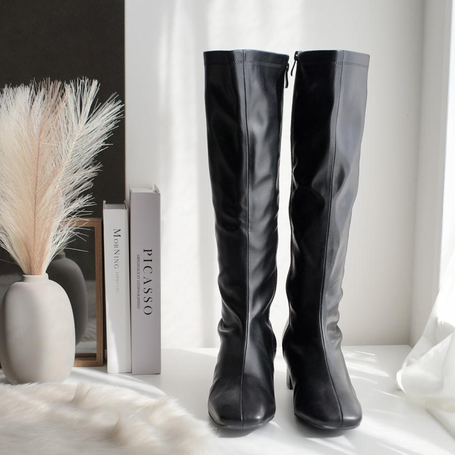 太ヒール ストレッチ ロングブーツ レディース 秋冬 チャンキーヒール 低反発 アミアミ | AmiAmi | 12