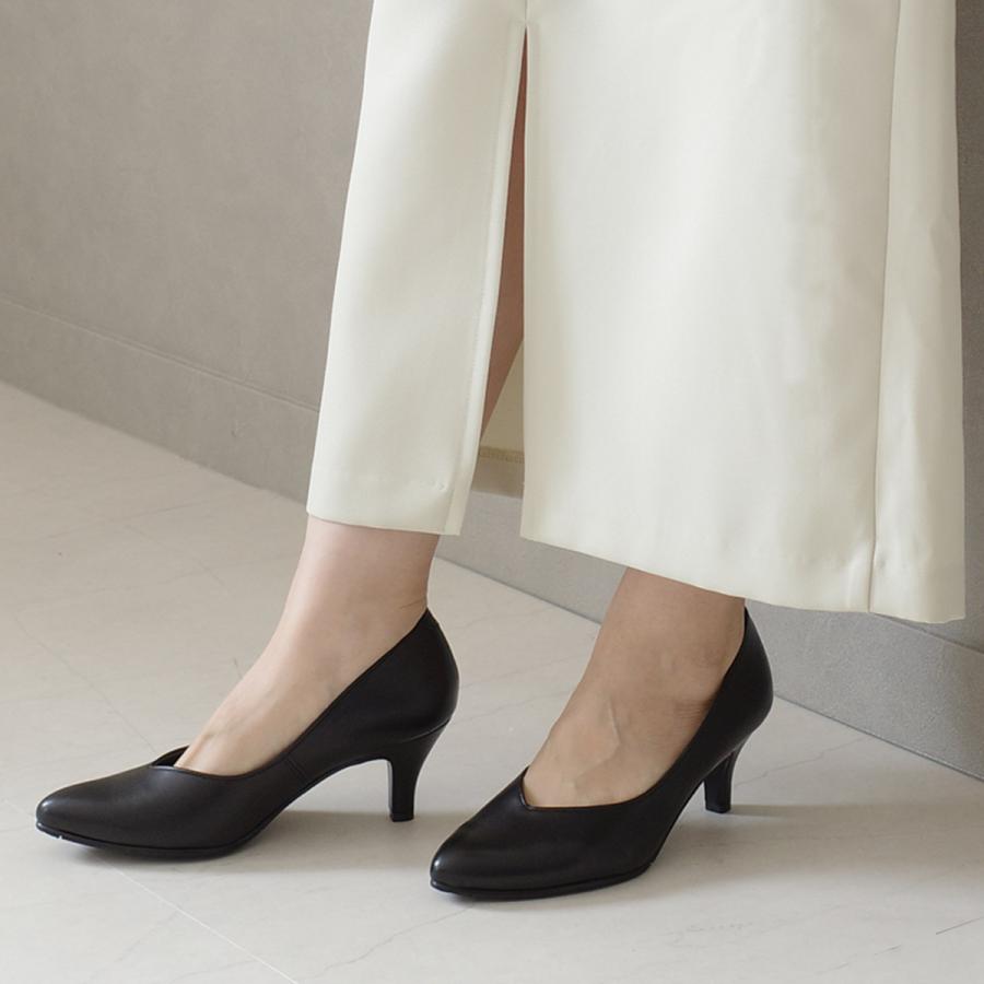 パンプス 日本製 本革 3E オフイス ビジネス レディース ポインテッド  