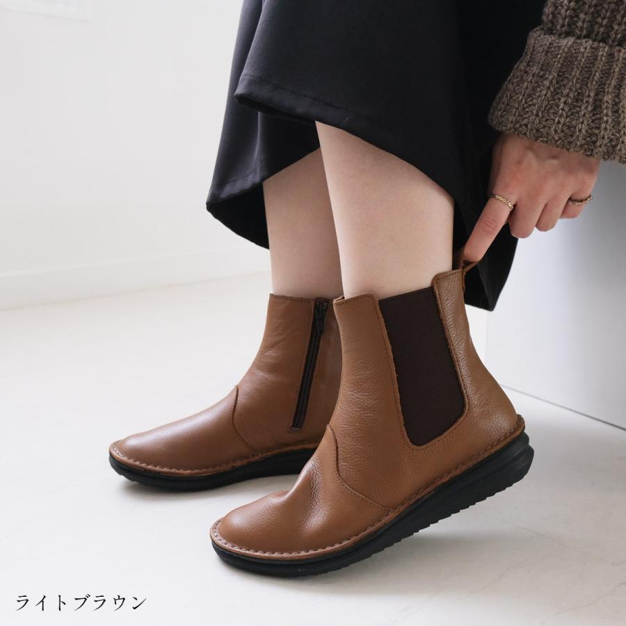 サイドゴアブーツ レディース ショートブーツ 本革 サイドゴア 歩き