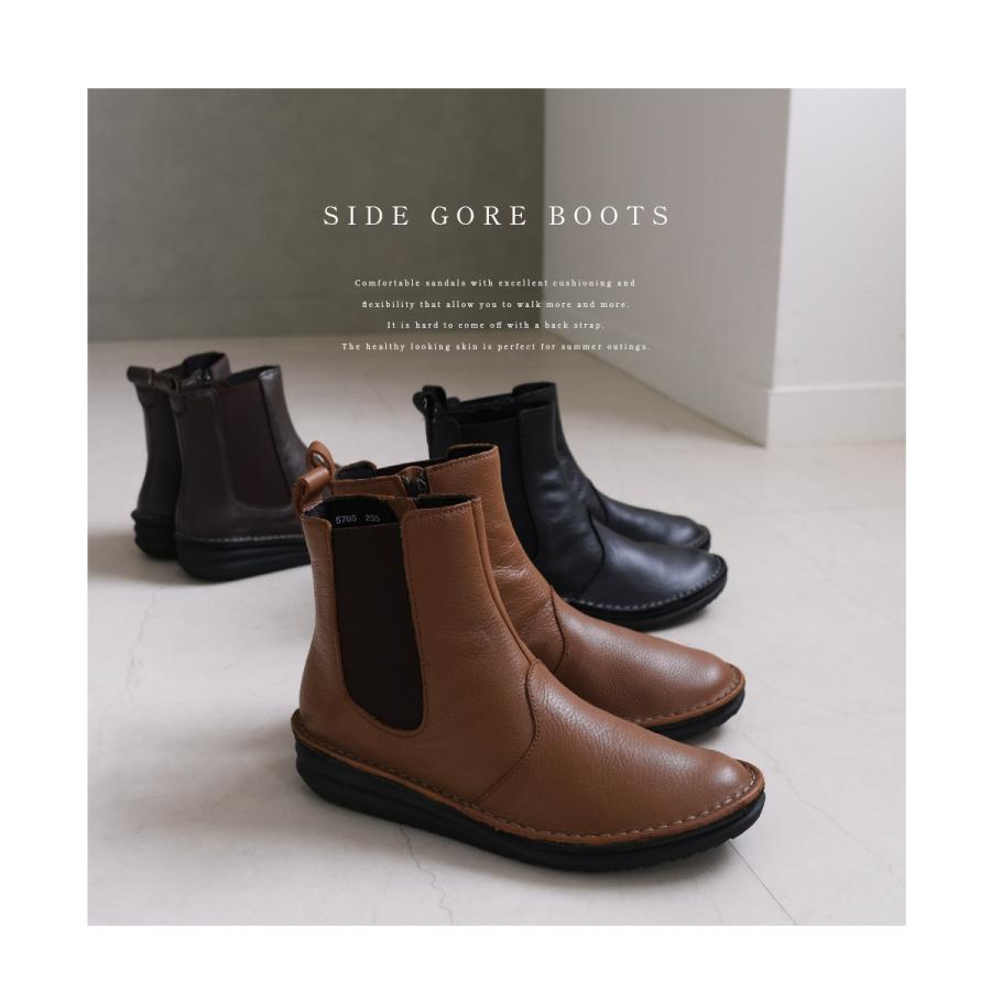 サイドゴアブーツ レディース ショートブーツ 本革 サイドゴア 歩き