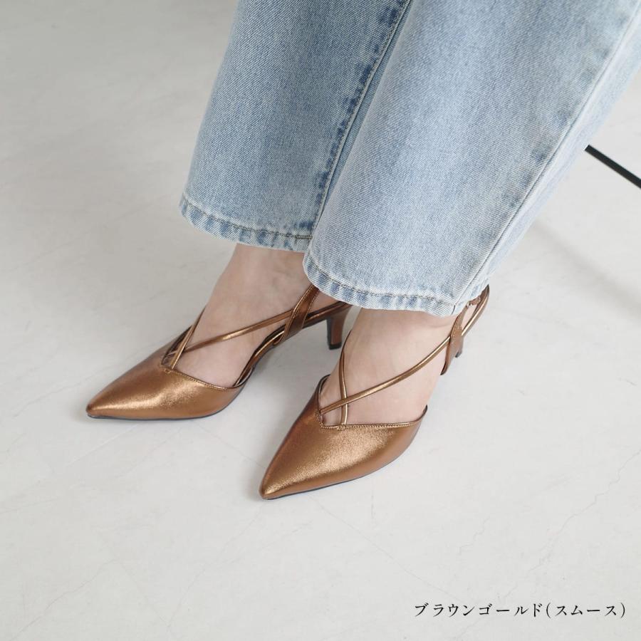 AmiAmi（アミアミ） ミュール パンプス Vカット バックストラップ