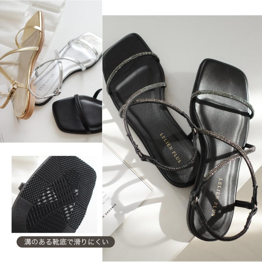 AmiAmi（アミアミ） サンダル スクエアトゥ ゴムストラップ サンダル