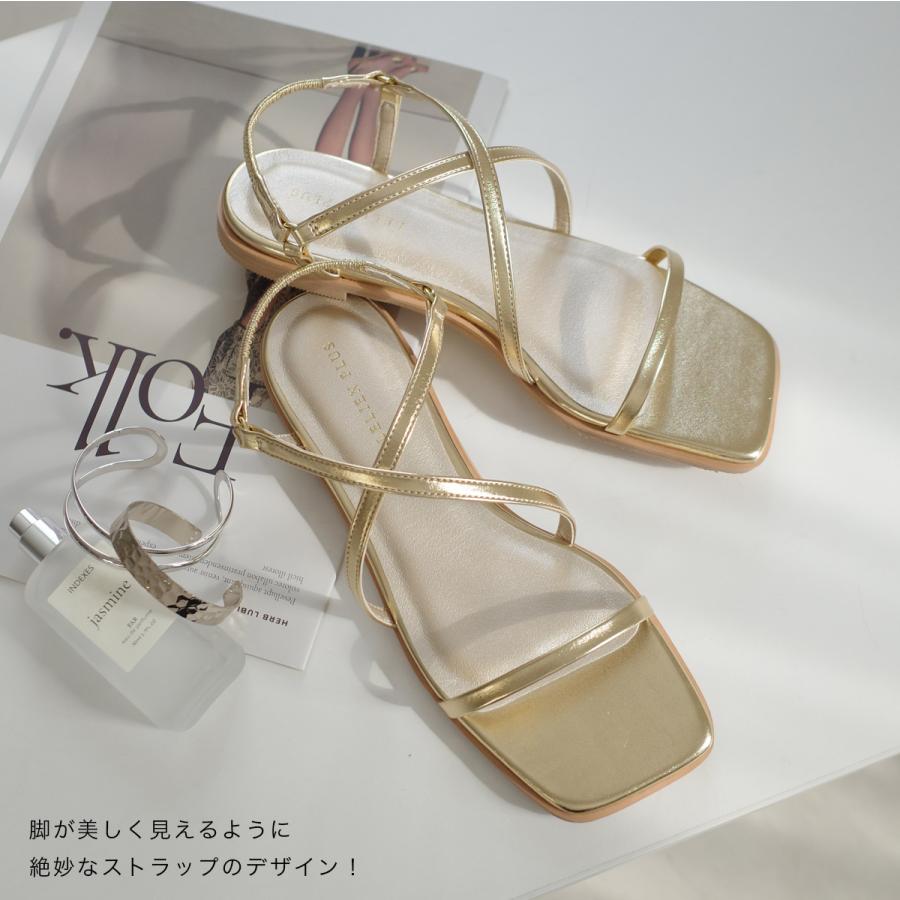 ブレンタ 22AW アパルトモン別注 スクエアトゥストラップサンダル ゴールド アミアミ AmiAmi [アミアミ]2WAY ストラップ スクエアトゥ サンダル