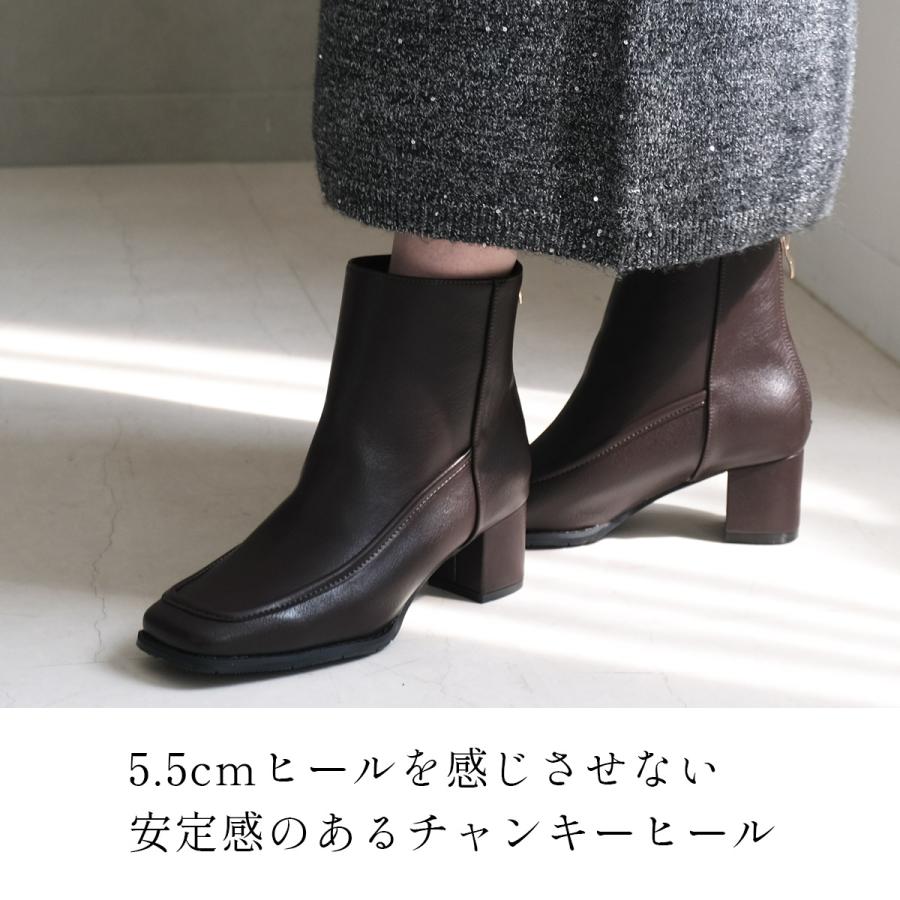 AmiAmi（アミアミ） ブーツ レディース スクエアショートブーツ バック