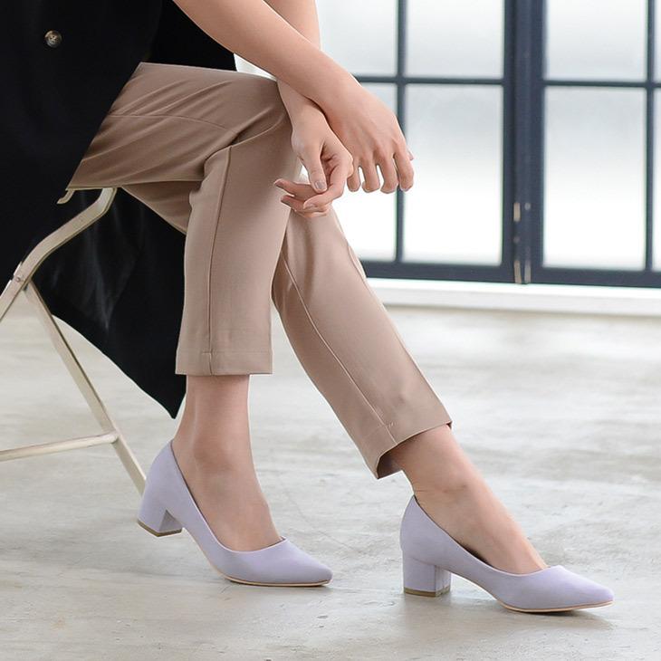 パンプス 痛くない ポインテッドトゥ レディース 4.5cm太ヒール 美脚