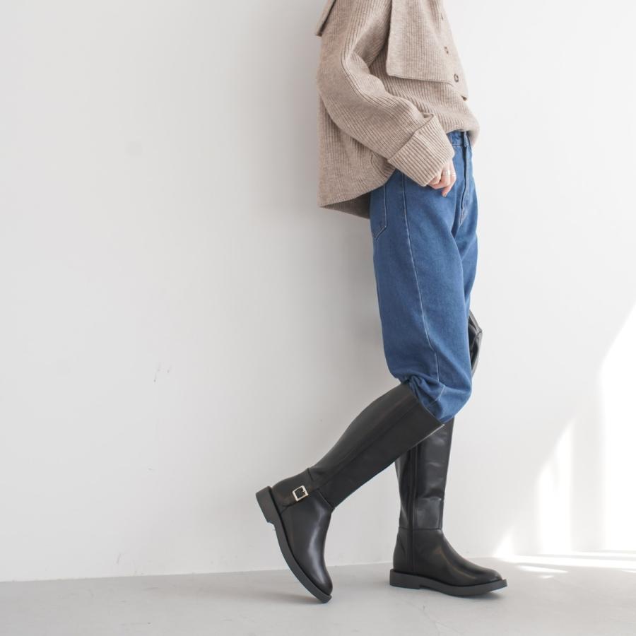 【極美品】PICHE ABAHOUSE ワンベルトジョッキーブーツ 23.5 黒 ジョッキー ブーツ （ブーツ（ロング丈））｜23区 / ニジュウサンク