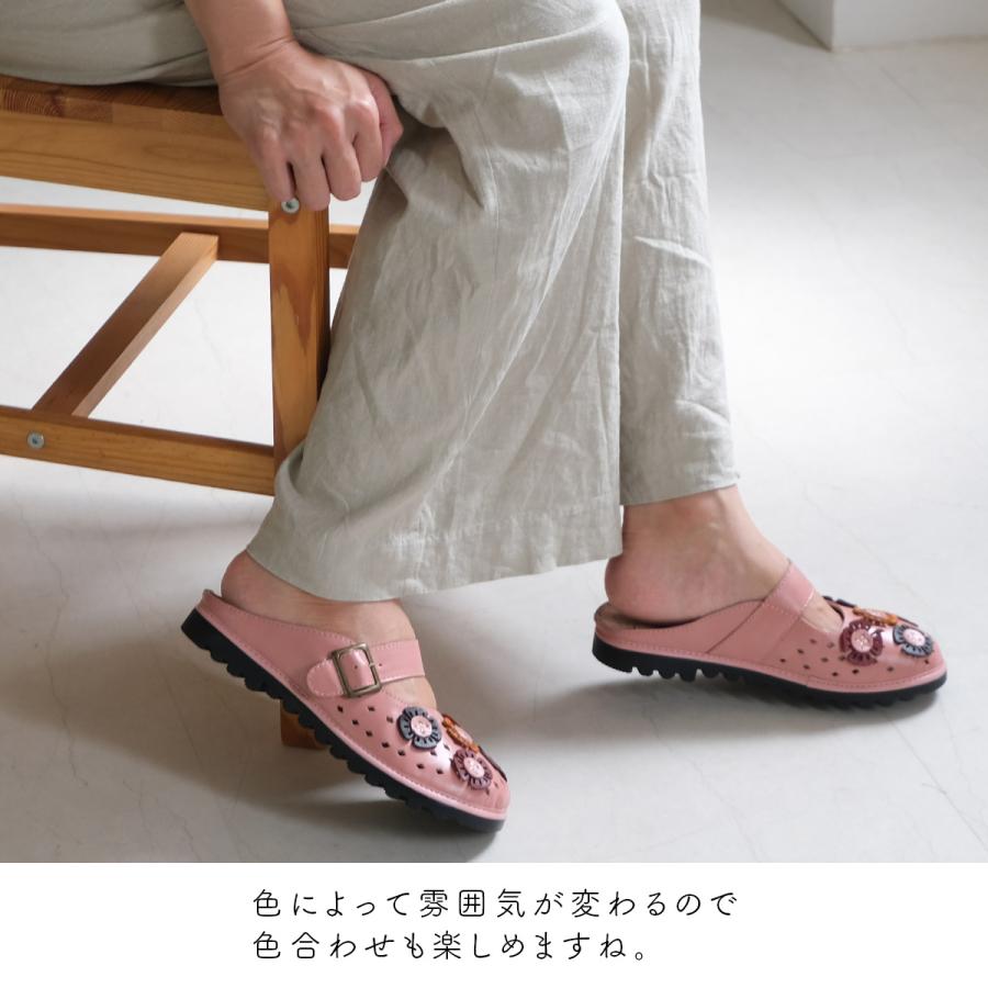 サンダル サボサンダル レディース フラワーモチーフ カットデザイン