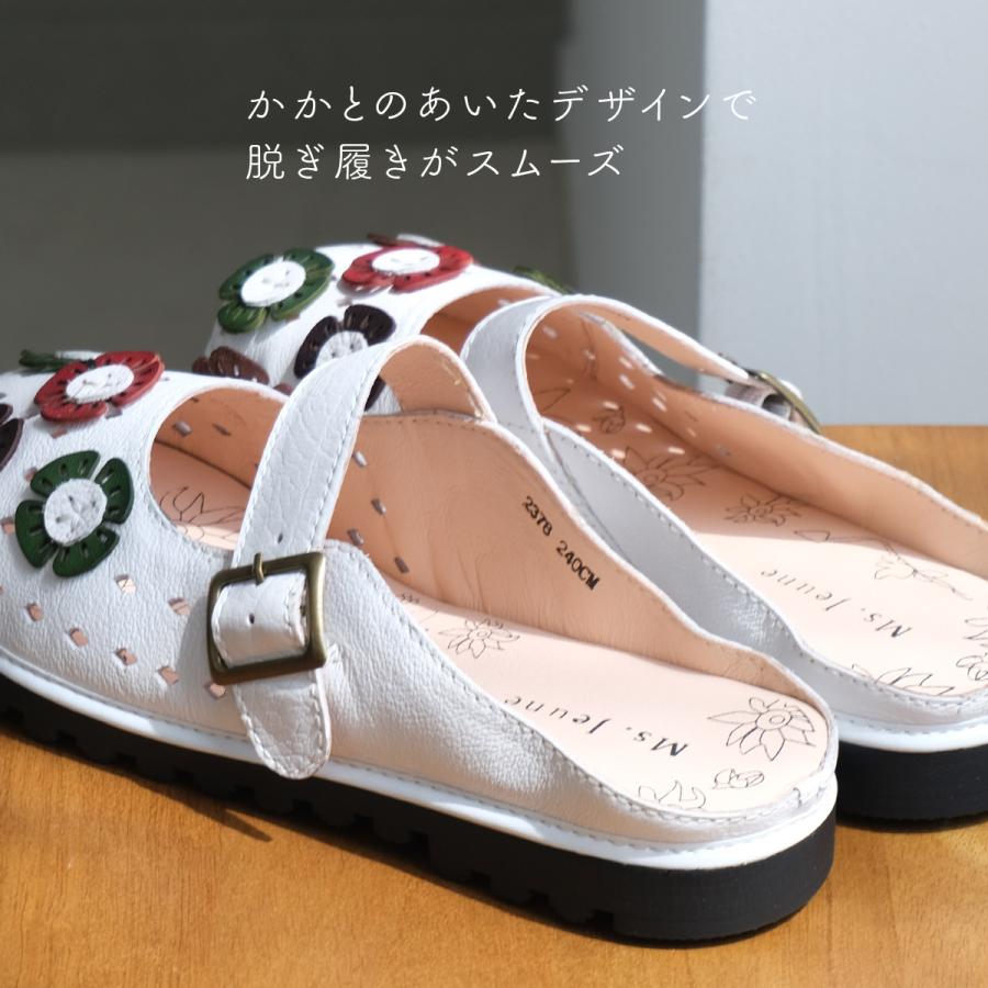 サンダル サボサンダル レディース フラワーモチーフ カットデザイン