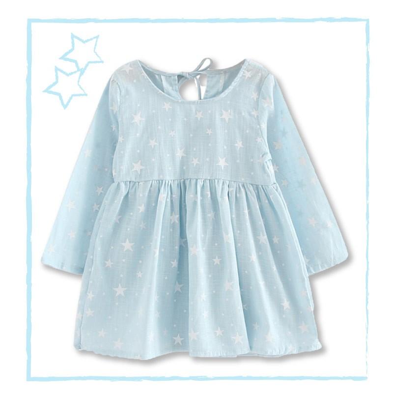 ワンピース 春 女の子 ガールズ キッズ 長袖 水色 ライトブルー スター 子供服 Amitumi Fashion 通販 Yahoo ショッピング